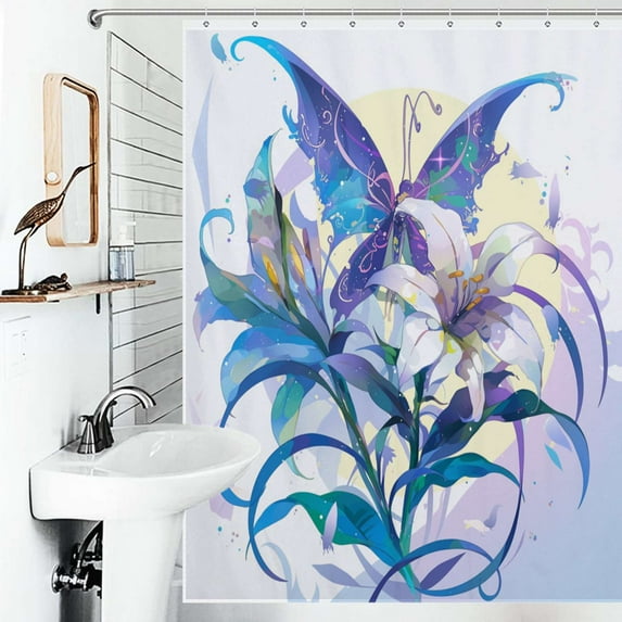Shower Curtain Butterfuly Pretty Butterflies Art Bath Curtain Polyester Fabric Bathroom Ration With Hooks