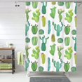 thumbnail image 1 of Shower Curtain, Cactus Pattern Waterproof Fabric Plastic Shower Curtain, Drying Fast Bathroom Curtain with 9 Buttonholes, Ruffle Shower Curtain 60x72in, 1 of 8