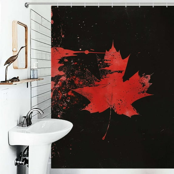 Shower Curtain Canadian Maple Leaf Bathroom Waterproof Polyester Home Ration Curtain With Hook