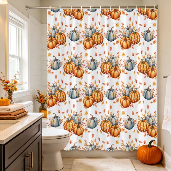 Shower Curtain,Cartoon Thanksgiving Thanksgiving Waterproof Shower Curtain Set with Hooks for Bathroom Showers,Stalls and Bathtubs,36x72in,Country Autumn Leaves