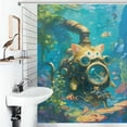 thumbnail image 1 of Shower Curtain Cat On Diving Adventure Bathroom Waterproof Polyester Home Ration Curtain With Hook, 1 of 4