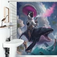 thumbnail image 1 of Shower Curtain Cat Riding Shark With Sombrero Bath Curtain Polyester Fabric Bathroom Ration With Hooks, 1 of 4
