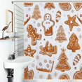 thumbnail image 1 of Shower Curtain Christmas Pattern Of Gingerbread Cookies Bathroom Waterproof Polyester Home Ration Curtain With Hook, 1 of 4