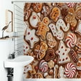 thumbnail image 1 of Shower Curtain Christmas Pattern Of Gingerbread Cookies Bathroom Waterproof Polyester Home Ration Curtain With Hook, 1 of 4