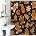thumbnail image 1 of Shower Curtain Christmas Pattern Of Gingerbread Cookies Bathroom Waterproof Polyester Home Ration Curtain With Hook, 1 of 4