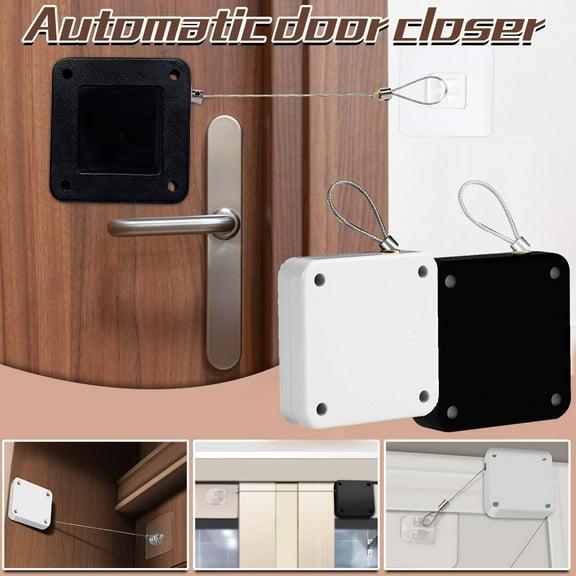 Shower Curtain Closer, Automatic Shower Curtain Opener and Closer, Retractable Shower Curtain, Remote Control Automatic Curtain Opener, Punch-Free Automatic Sensor Door Closer, for Bathroom Bedroom A