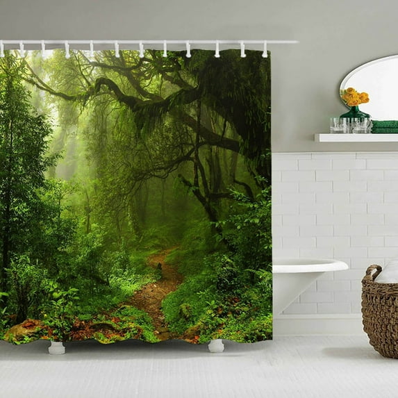 Shower Curtain Cloth Polyester Waterproof Mildew Resistant Bathroom Partition Curtain 59x71 Inch