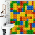 thumbnail image 1 of Shower Curtain Colorful Bricks Design Polyester Waterproof Home Ration Curtain With Hook, 1 of 4
