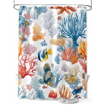 Shower Curtain, Colorful Coral Watercolor Fish Coastal Washable Shower Curtain with Hooks Bath Decor Fabric Shower Curtains for Bathroom, Hotel, Stalls, Bathtubs, 36x72 Inch