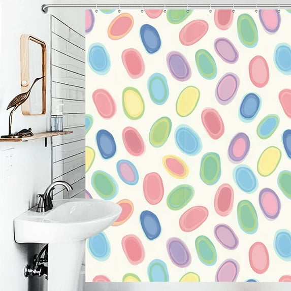 Shower Curtain Colorful Dot Pattern Fabric Bathroom Waterproof Polyester Home Ration Curtain With Hook