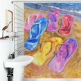 thumbnail image 1 of Shower Curtain Colorful Flip Flops On Beach Bath Curtain Polyester Fabric Bathroom Ration With Hooks, 1 of 4