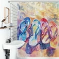 thumbnail image 1 of Shower Curtain Colorful Flip Flops On Beach Bath Curtain Polyester Fabric Bathroom Ration With Hooks, 1 of 4