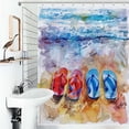 thumbnail image 1 of Shower Curtain Colorful Flip Flops On Beach Polyester Waterproof Home Ration Curtain With Hook, 1 of 4
