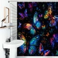 thumbnail image 1 of Shower Curtain Colorful Glitter Butterflies Bath Curtain Polyester Fabric Bathroom Ration With Hooks, 1 of 4
