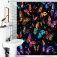 thumbnail image 1 of Shower Curtain Colorful Glitter Butterflies Bath Curtain Polyester Fabric Bathroom Ration With Hooks, 1 of 4