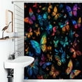 thumbnail image 1 of Shower Curtain Colorful Glitter Butterflies Polyester Waterproof Home Ration Curtain With Hook, 1 of 4