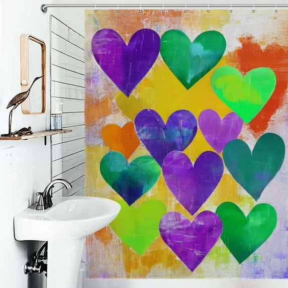 Shower Curtain Colorful Hearts Abstract Art-2 Bath Curtain Polyester Fabric Bathroom Ration With Hooks