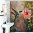 thumbnail image 1 of Shower Curtain Colorful Hummingbird And Flowers Bath Curtain Polyester Fabric Bathroom Ration With Hooks, 1 of 4
