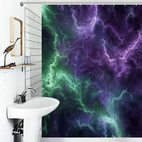 Shower Curtain Colorful Lightning Bathroom Waterproof Polyester Home Ration Curtain With Hook