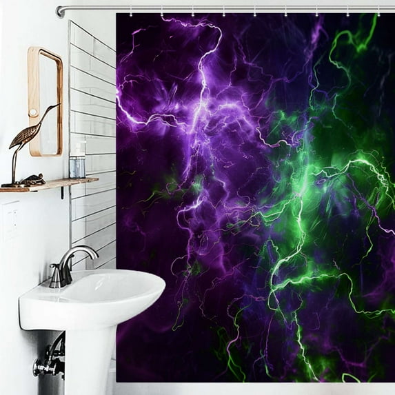 Shower Curtain Colorful Lightning Polyester Waterproof Home Ration Curtain With Hook