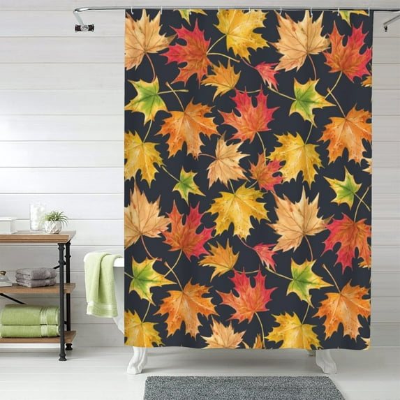 Shower Curtain, Colorful Maple Leaves A Waterproof Shower Curtain for Bathroom, Washable Bathroom Shower Curtain Set with Hooks Long Shower Curtain 60x72in Home Decor