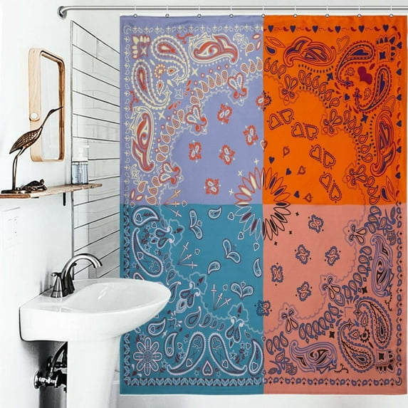 Shower Curtain Colorful Paisley Bandana Set Bathroom Waterproof Polyester Home Ration Curtain With Hook