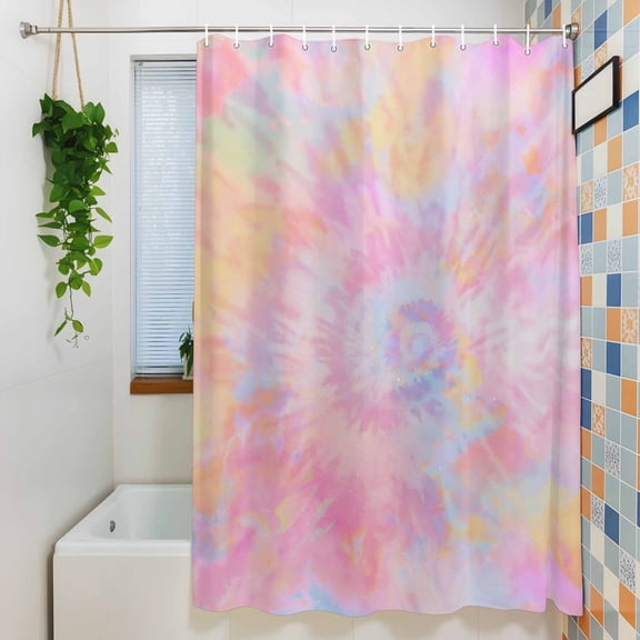 Shower Curtain, Colorful Rainbow Tie Dye Style Waterproof Polyester Fabric Bath Curtain with Hooks for Bathroom Bathtub Stalls, Colored Abstract Art 36x72IN