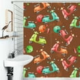 thumbnail image 1 of Shower Curtain Colorful Scooters Cute Monster Pattern Polyester Waterproof Home Ration Curtain With Hook, 1 of 4