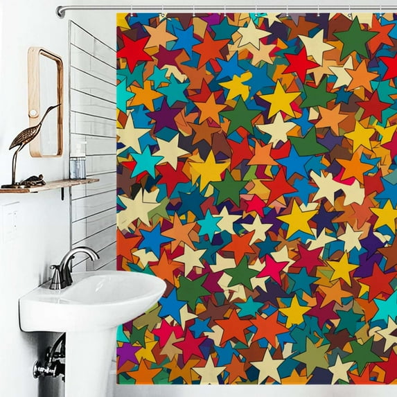 Shower Curtain Colorful Star Bathroom Waterproof Polyester Home Ration Curtain With Hook