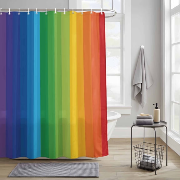 Shower Curtain, Colorful Stripes Gradient Art Waterproof Shower Curtain Set with Hooks for Bathroom Showers,Stalls and Bathtubs,36x72In Modern Rainbow Texture