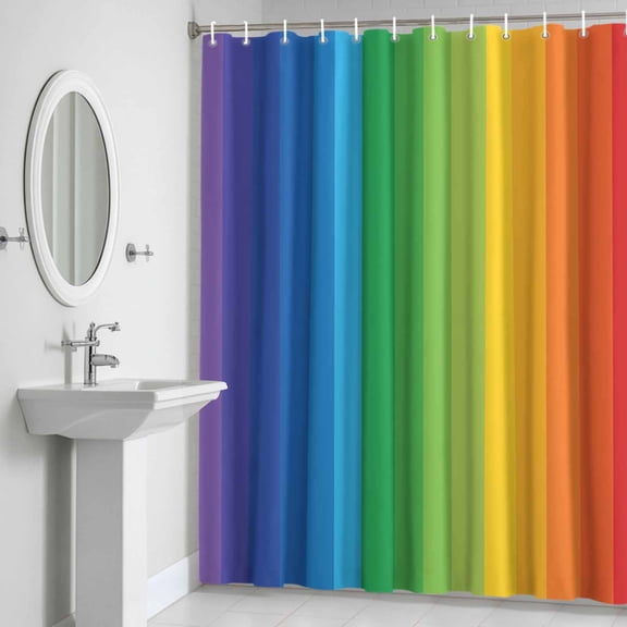 Shower Curtain, Colorful Stripes Gradient Art Waterproof Shower Curtain Set with Hooks for Bathroom Showers,Stalls and Bathtubs,72x72In Modern Rainbow Texture