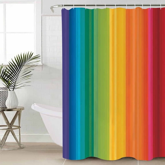 Shower Curtain Colorful Stripes Rainbow Waterproof Shower Curtain Set with Hooks for Bathroom Showers,Stalls and Bathtubs,72x78In Watercolor Line Minimalist Geometric
