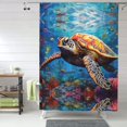 thumbnail image 1 of Shower Curtain, Colorful Underwater Sea Turtle Waterproof Fabric Plastic Shower Curtain, Drying Fast Bathroom Curtain with 9 Buttonholes, Ruffle Shower Curtain 60x72in, 1 of 8