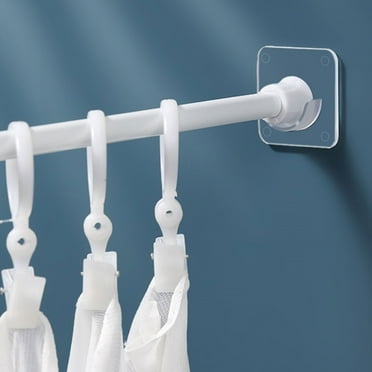 Shower Curtain Command Hooks Spring Tension Rod Holder Transparent Shower Rod Bracket No Drilling Adhesive Tension Curtain Shower Curtain Rod Holder 1Ml