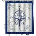 thumbnail image 1 of Shower Curtain Compass Shower Curtains for Bathroom Decor Navigation Blue Shower Curtain Sets with Hooks Waterproof Fabric Bath Curtain Extra Long 72" X 84", 1 of 6