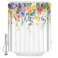 thumbnail image 1 of Shower Curtain, Country Colorful Flower Leaves Waterproof Shower Curtain Set with Hooks for Bathroom Showers,Stalls and Bathtubs,72x72In Gradient Oil Painting Style, 1 of 9
