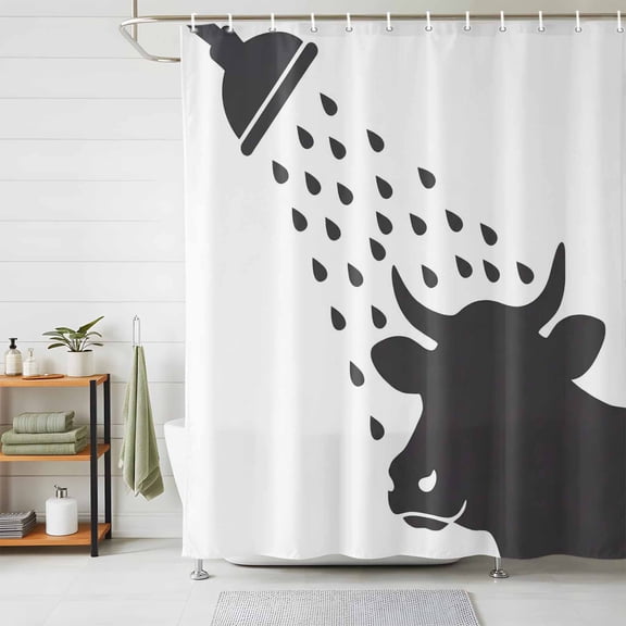 Shower Curtain,Cow Taking A Shower Waterproof Shower Curtain Set with Hooks for Bathroom Showers,Stalls and Bathtubs,72x72in,Funny Animal Print Theme