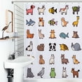 thumbnail image 1 of Shower Curtain Cute Animals-3 Bath Curtain Polyester Fabric Bathroom Ration With Hooks, 1 of 4