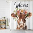 thumbnail image 1 of Shower Curtain Cute Bull Shower Curtains for Bathroom Decor, Waterproof Polyester Shower Curtain Set with Hooks, Extra Long 72" x 84" Flowers Wreath, 1 of 9
