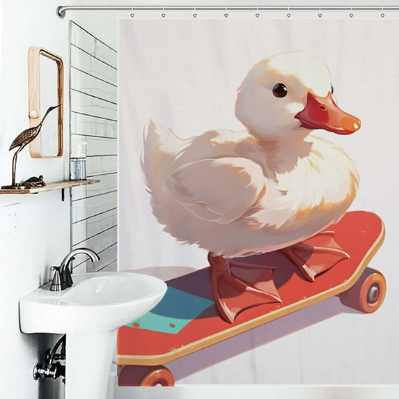 Shower Curtain Cute Cartoon Duck Bathroom Waterproof Polyester Home Ration Curtain With Hook