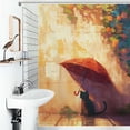 thumbnail image 1 of Shower Curtain Cute Cat Hiding Under Umbrella Bath Curtain Polyester Fabric Bathroom Ration With Hooks, 1 of 4