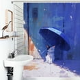 thumbnail image 1 of Shower Curtain Cute Cat Hiding Under Umbrella Polyester Waterproof Home Ration Curtain With Hook, 1 of 4