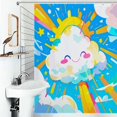 thumbnail image 1 of Shower Curtain Cute Clouds Bath Curtain Polyester Fabric Bathroom Ration With Hooks, 1 of 4