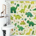 thumbnail image 1 of Shower Curtain Cute Dinosaurs Green Bath Curtain Polyester Fabric Bathroom Ration With Hooks, 1 of 4