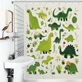 thumbnail image 1 of Shower Curtain Cute Dinosaurs Green Bath Curtain Polyester Fabric Bathroom Ration With Hooks, 1 of 4