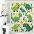 thumbnail image 1 of Shower Curtain Cute Dinosaurs Green Polyester Waterproof Home Ration Curtain With Hook, 1 of 4