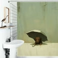 thumbnail image 1 of Shower Curtain Cute Dog Hiding Under Umbrella Bath Curtain Polyester Fabric Bathroom Ration With Hooks, 1 of 4