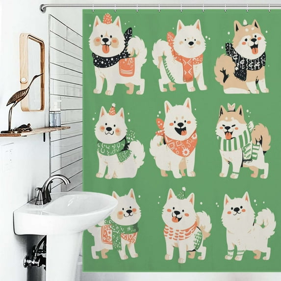 Shower Curtain Cute Dog Polyester Waterproof Home Ration Curtain With Hook
