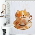 thumbnail image 1 of Shower Curtain Cute Dog Tea Art Polyester Waterproof Home Ration Curtain With Hook, 1 of 4