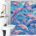 thumbnail image 1 of Shower Curtain Cute Dolphins Bath Curtain Polyester Fabric Bathroom Ration With Hooks, 1 of 4